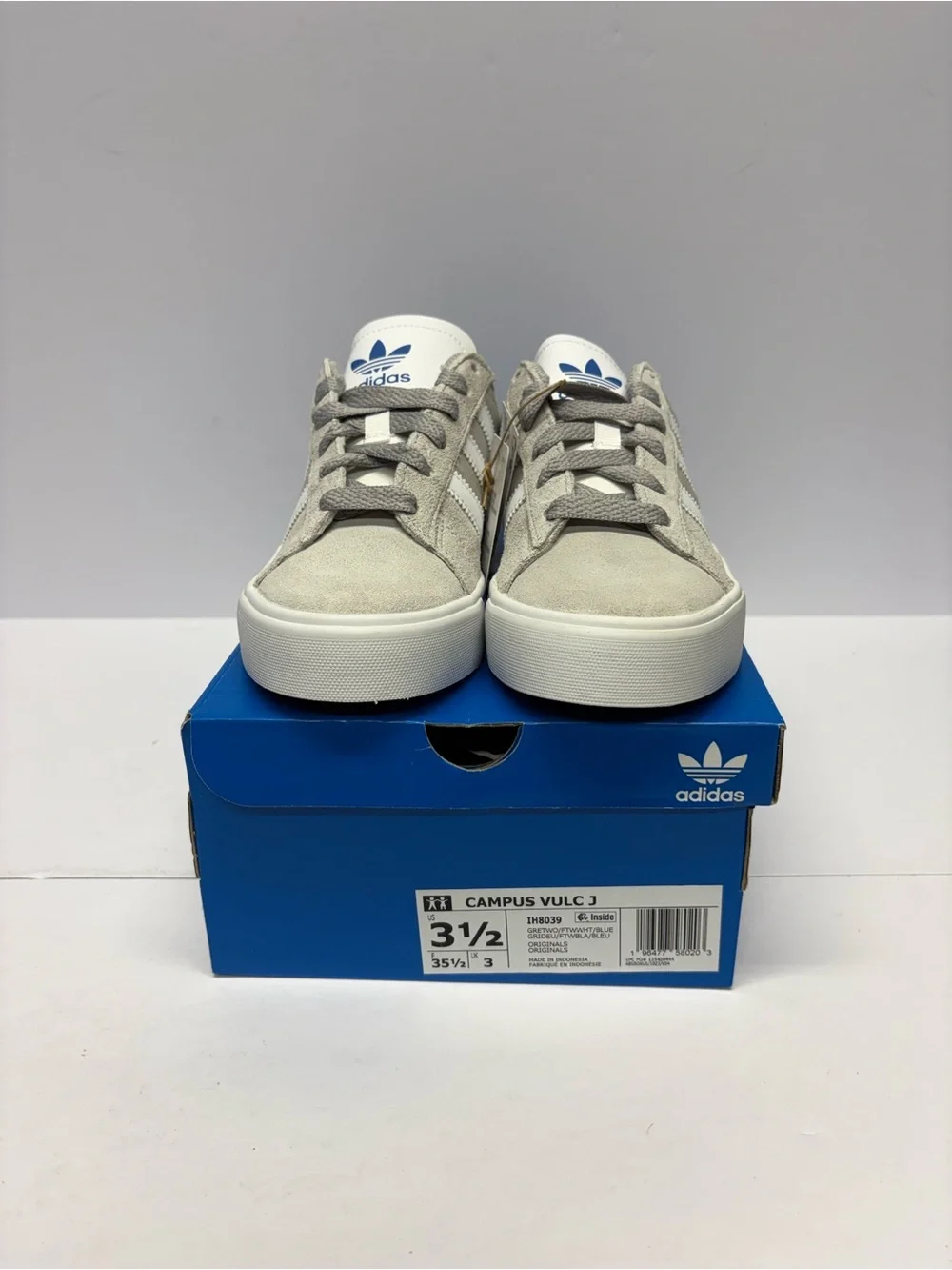 adidas Kids Campus Suede Sneakers in Grey, White and Blue